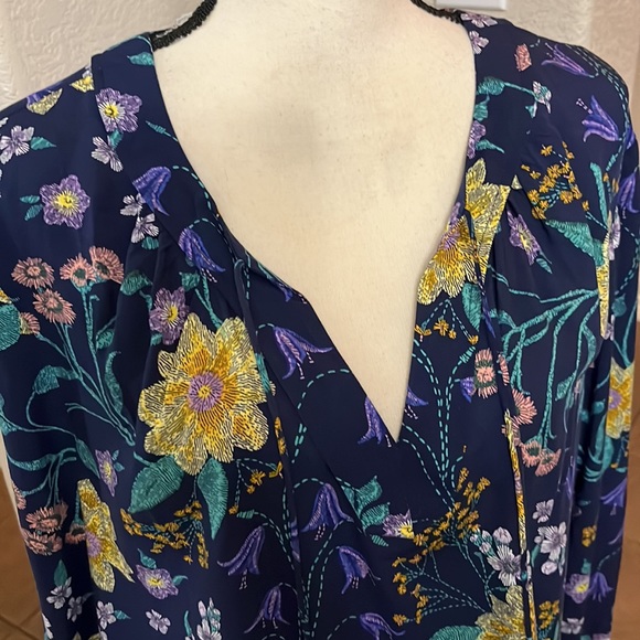 Old Navy navy floral print long sleeve blouse top Size XXL - Picture 6 of 17